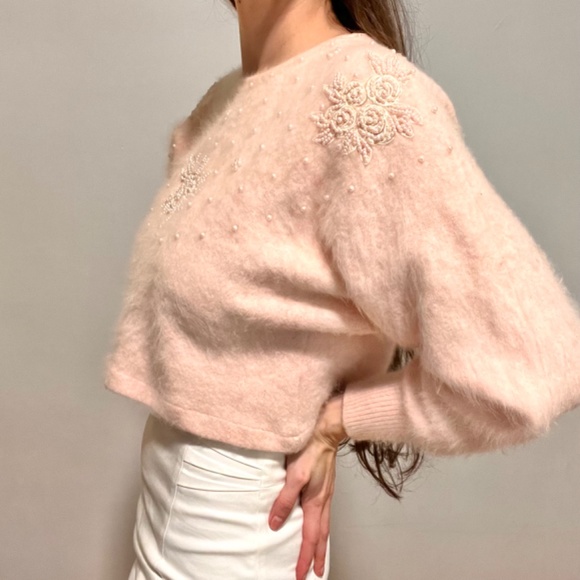 Vintage Cropped Beaded Pearl Sweater - Picture 2 of 9